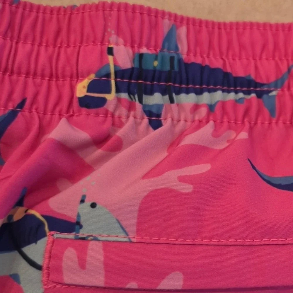 Chubbies Mens Pink Scuba Sharks Swim Trunks XL preppy coastal Beachy vacation